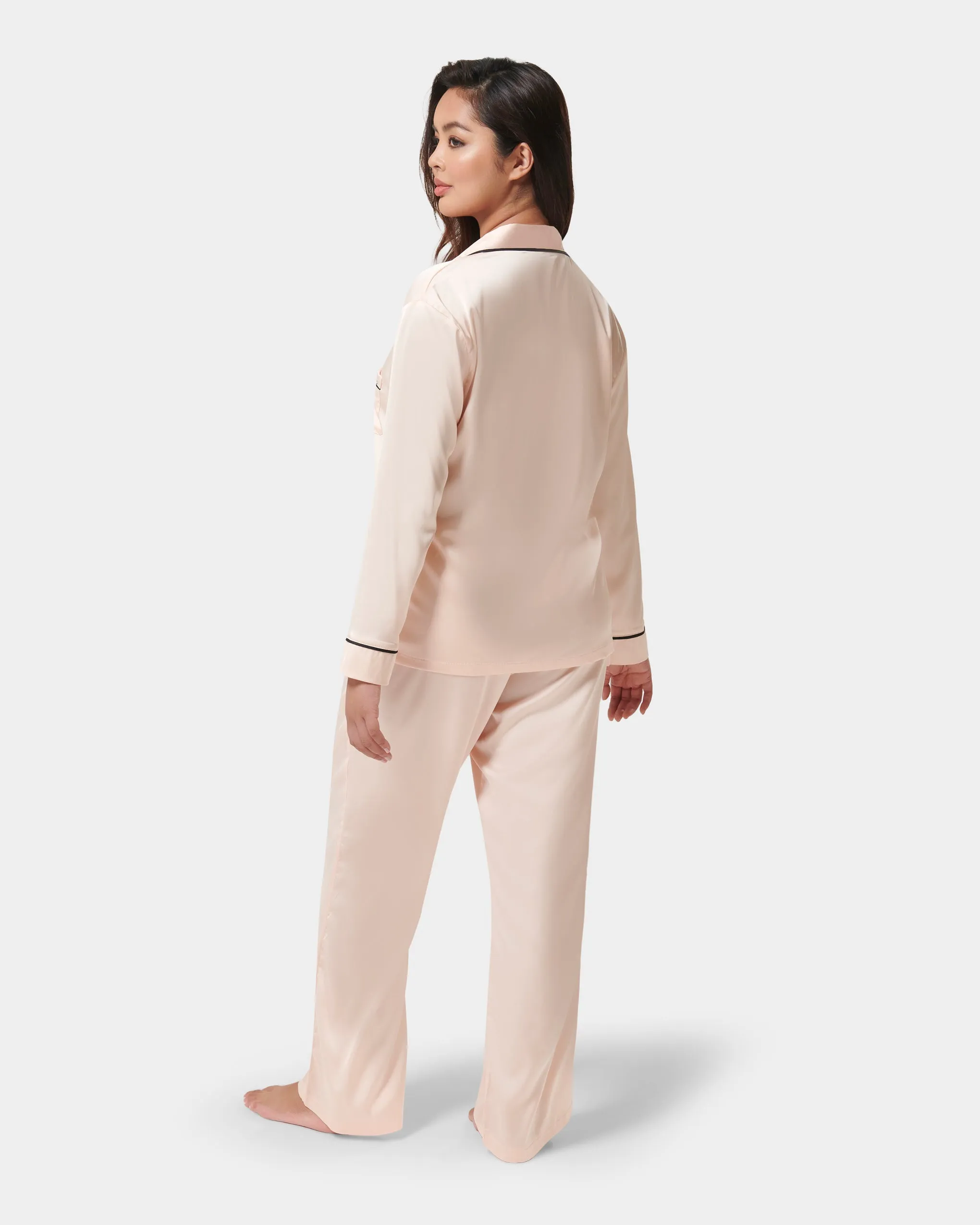 Claudia Shirt and Trouser Set Pale Pink/Black