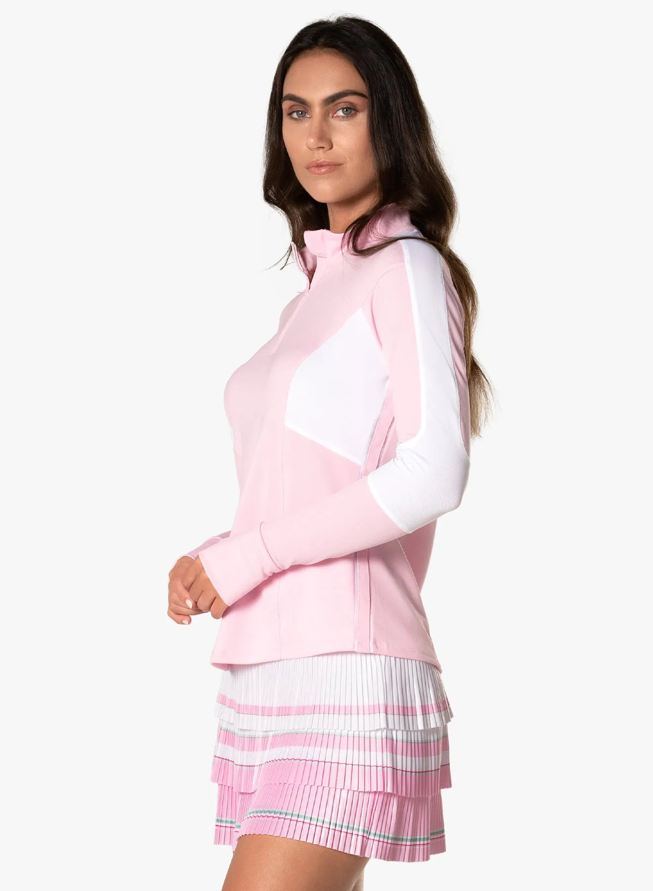 Color Block 1/4 Zip Long Sleeve