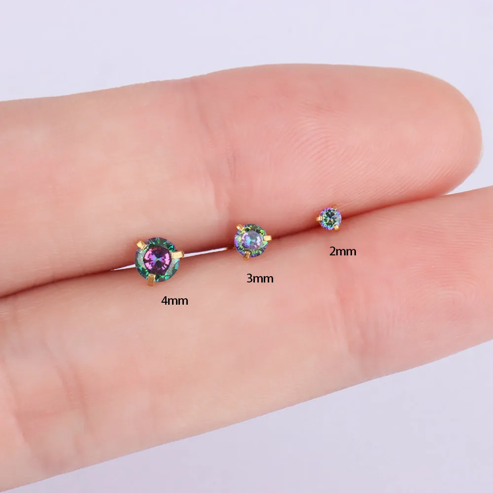 Colorful Round Gemstone Stud