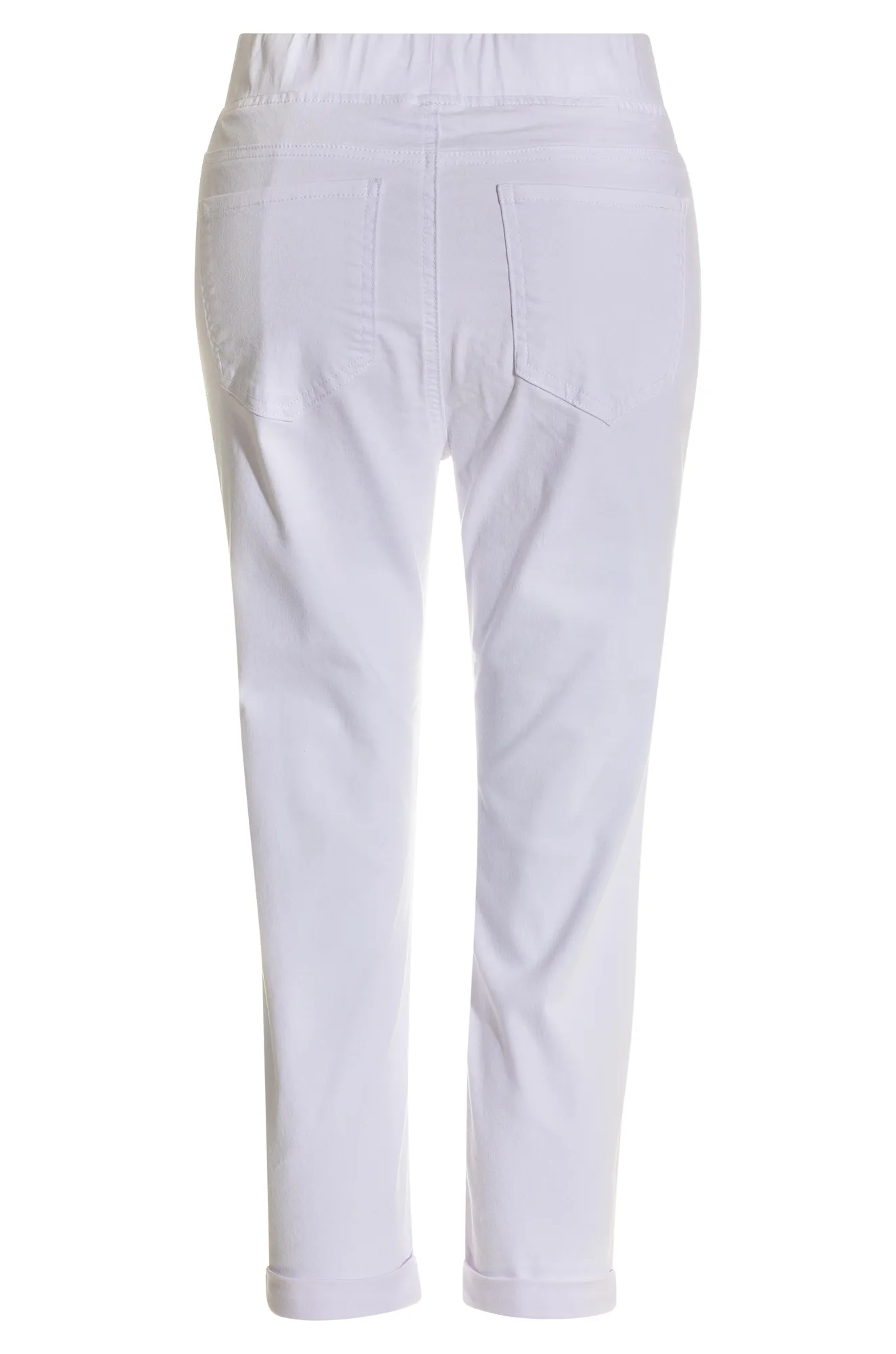 Coloured Cotton Blend Mid Calf Pant | WHITE | 6922AR