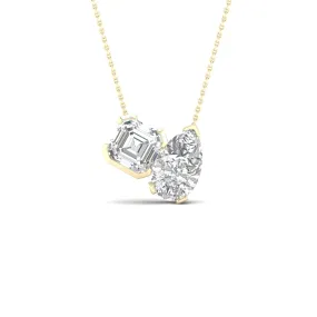 Cushion Pear Diamond Two-Stone Necklace