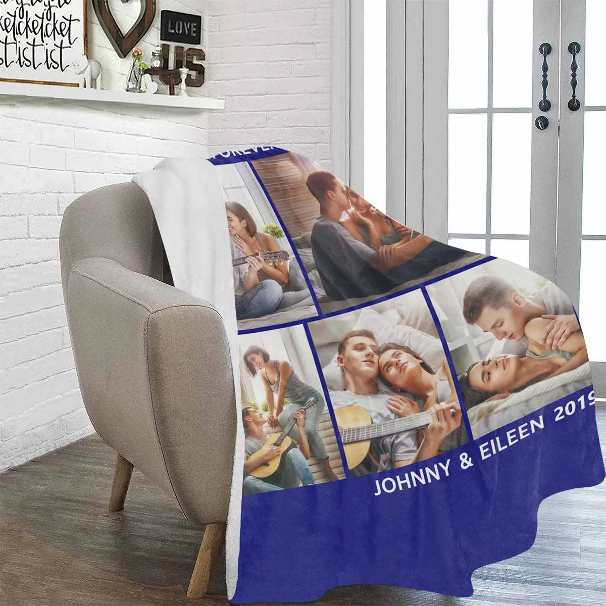 Custom Blanket with Picture & Text Personalized Throw Blankets Gift for Couples