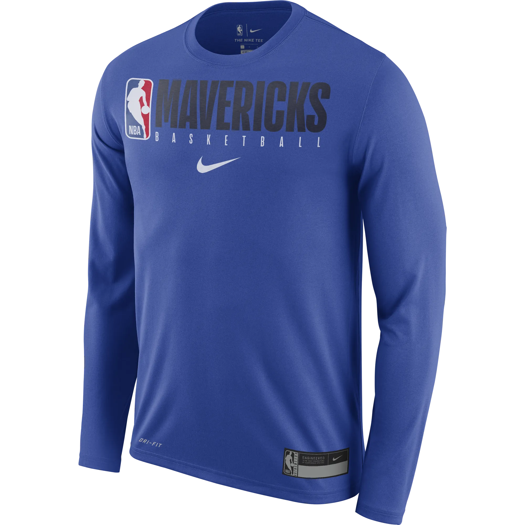 DALLAS MAVERICKS NIKE 19-20 PRACTICE LONG SLEEVE ROYAL TEE