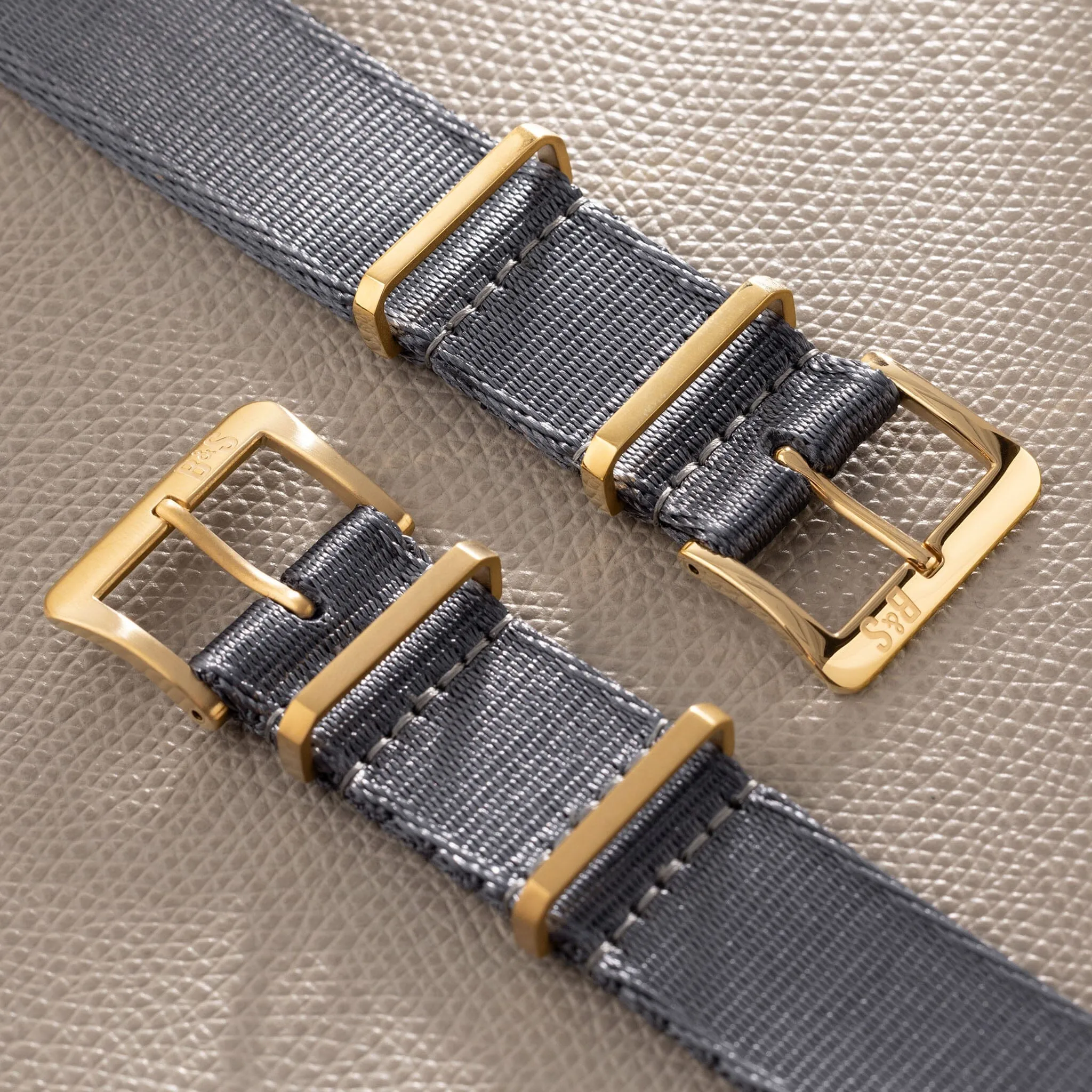 Deluxe Nylon Single Pass Watch Strap Pure Grey - Gold