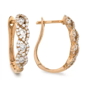 DIAMOND WAVE SET HOOP EARRINGS IN 18K ROSE GOLD