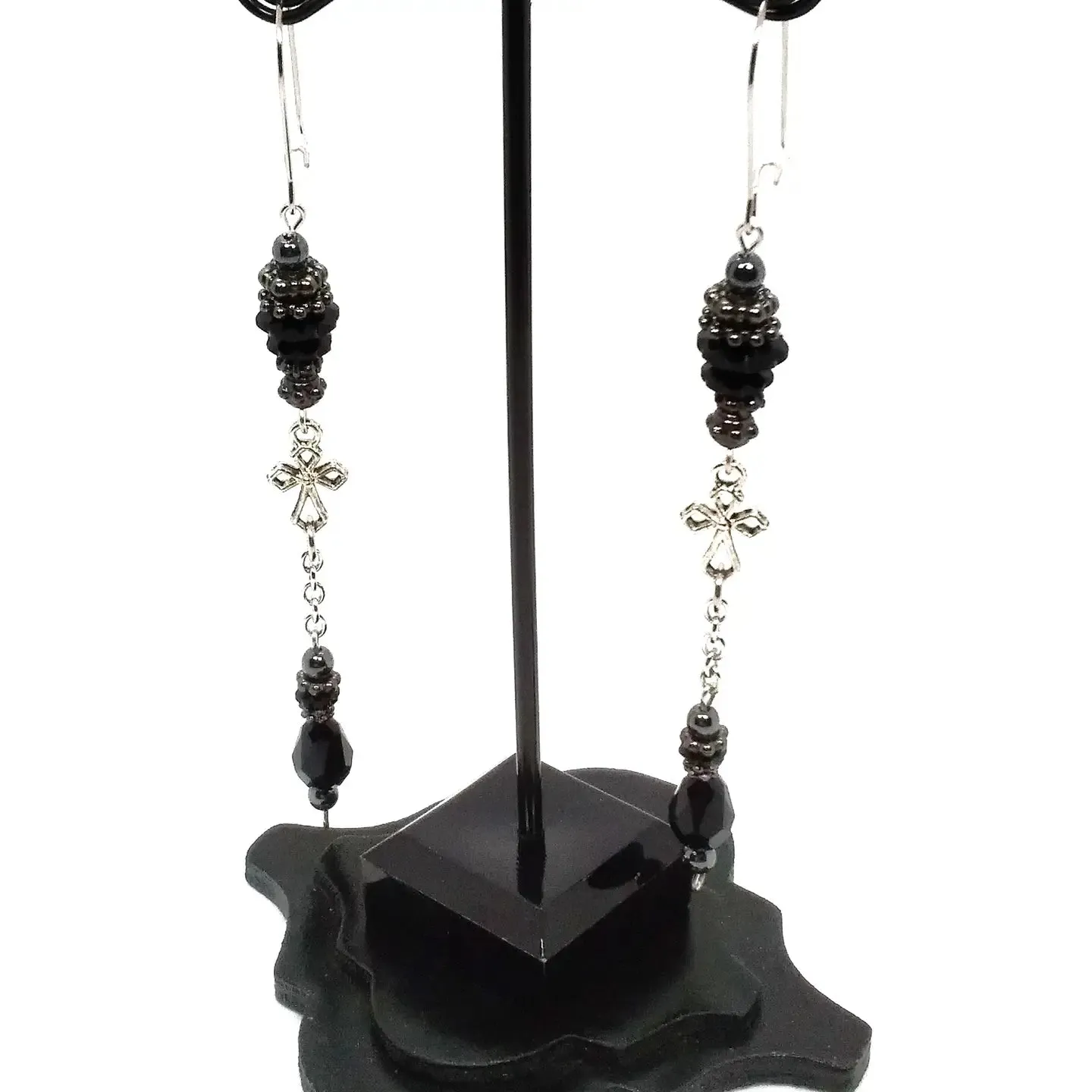 Divine Swings: Cross Pendulum Earrings