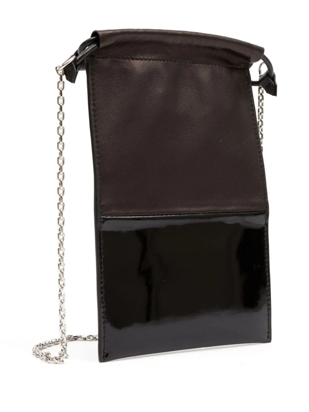 DRAWSTRING PHONE NECK POUCH WITH CHAIN