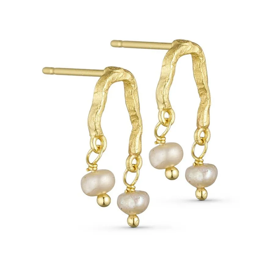 Earring Stud Arch Pearl Gold