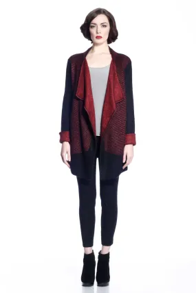 Eleanor Reversible Draped Cardigan - Red/Black