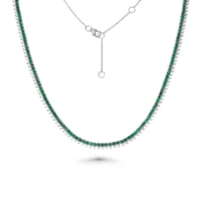 Emerald & Diamond Halfway Tennis Choker Necklace (5.25 ct.) in 14K Gold