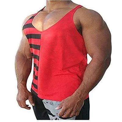 Fashion Flag Printed Men's Tank Vest Cotton Sport Short Top Muscle Man Sleeveless O-Neck Vest Tank For Gym Sport