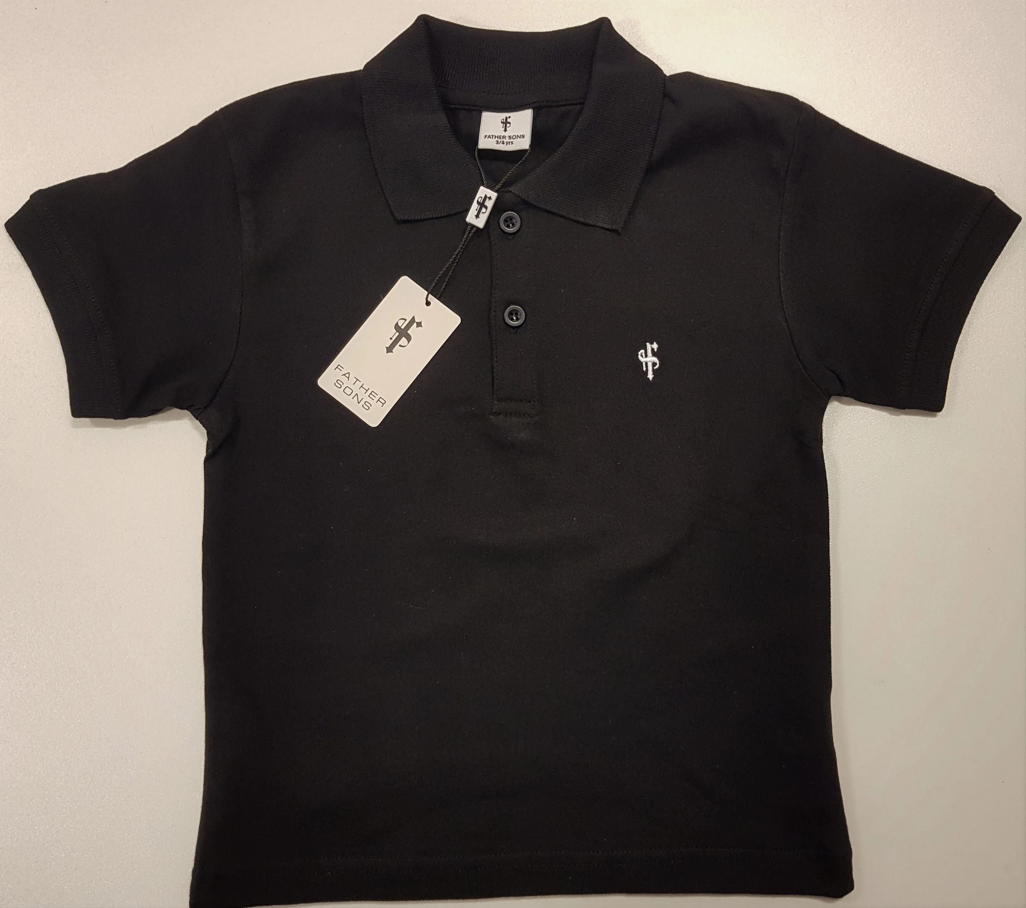 Father Sons Boys Classic Black Polo Shirt - FSB019 (LAST CHANCE)