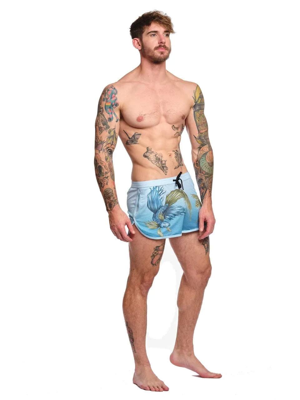 Fighting Fish Mesh Short Blue