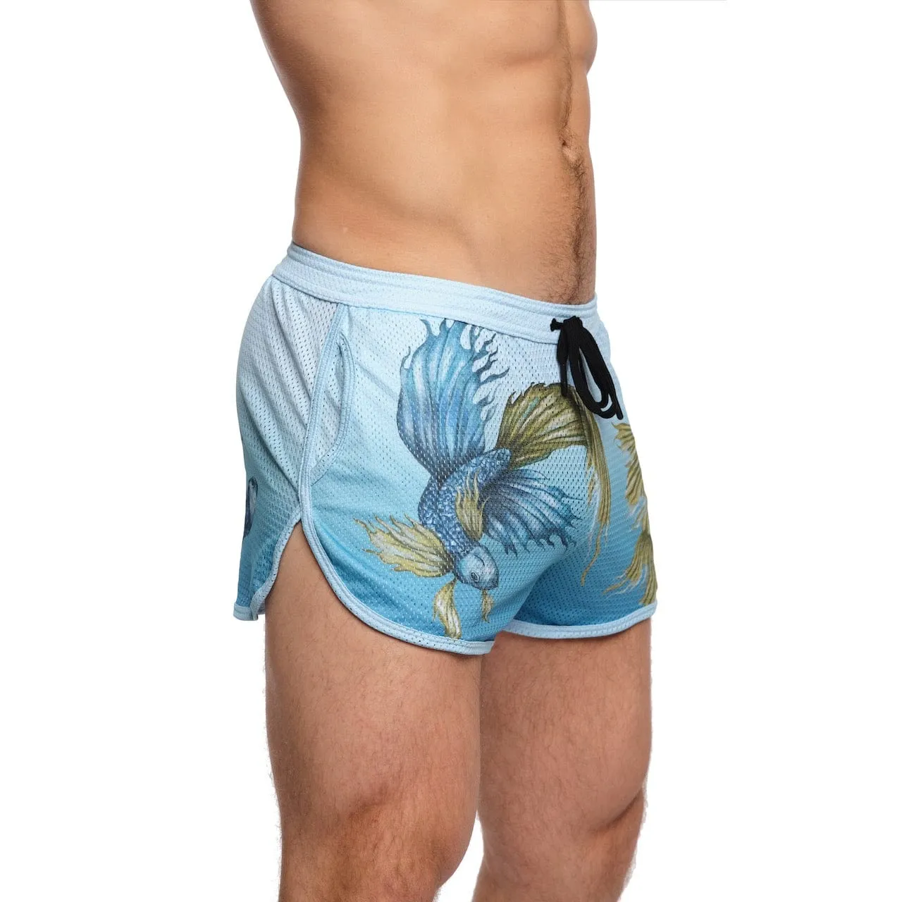 Fighting Fish Mesh Short Blue