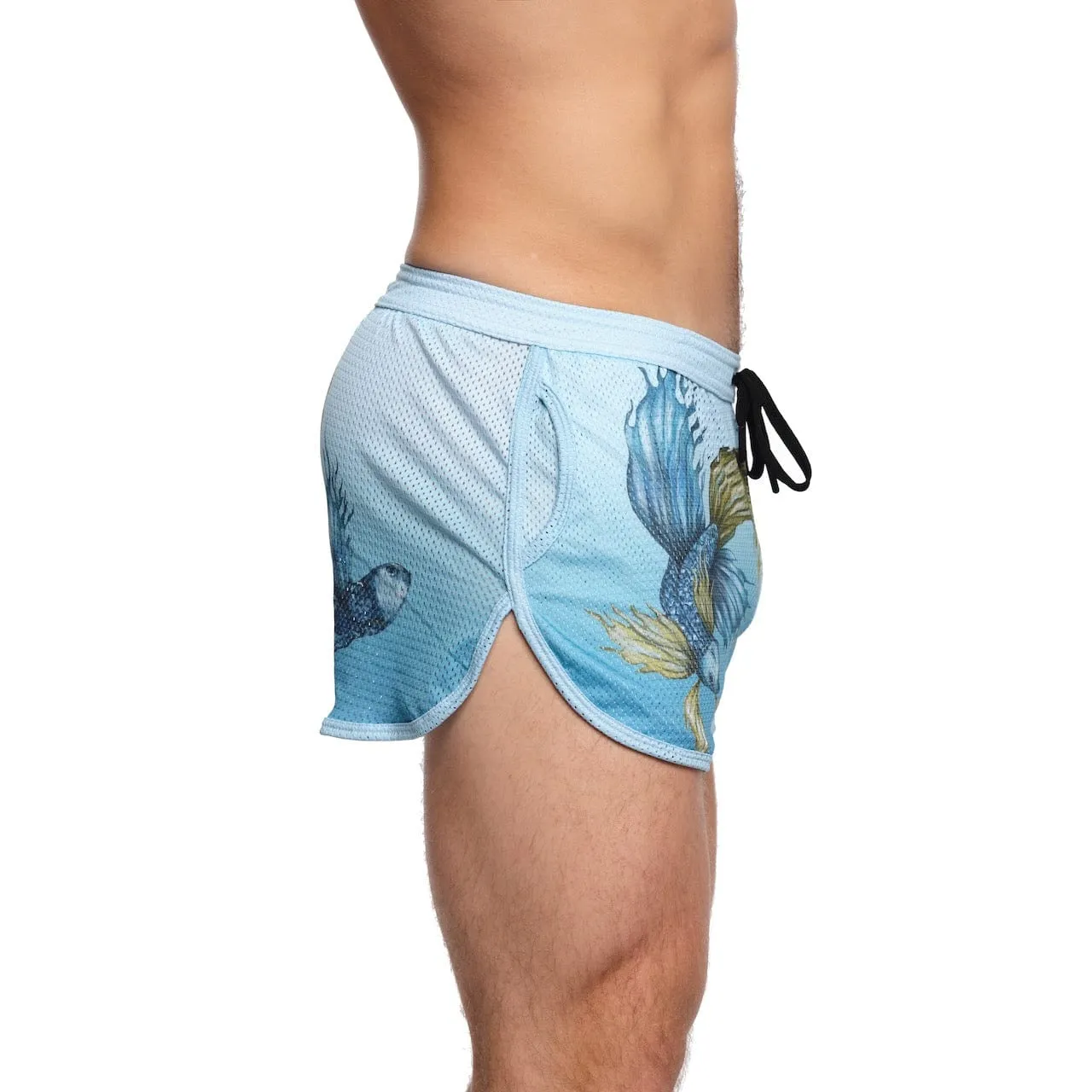 Fighting Fish Mesh Short Blue