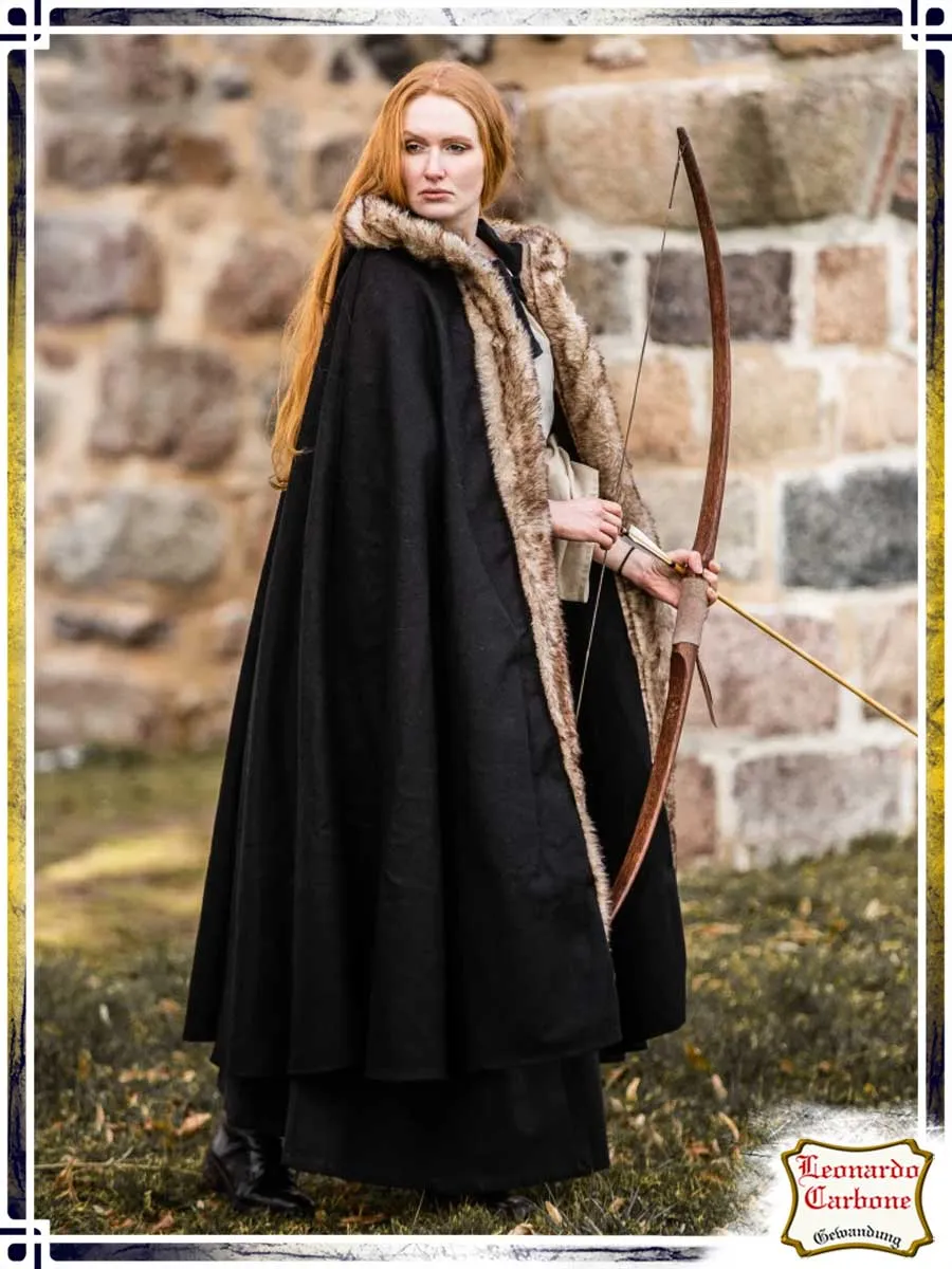 Fjell Cape with Fake Fur - Black