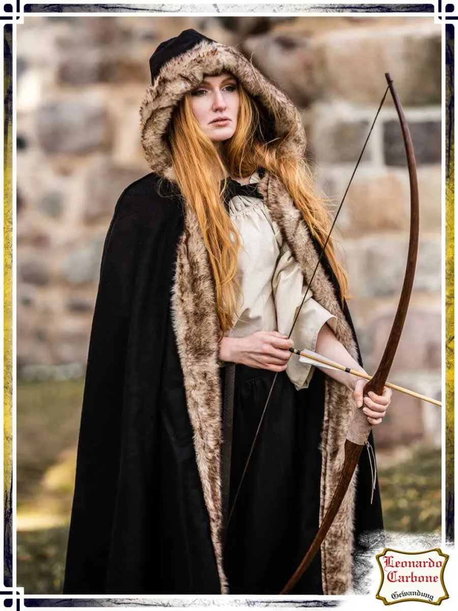 Fjell Cape with Fake Fur - Black