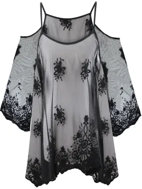 Flared Off The Shoulder Sheer Lacey Cover Up Top