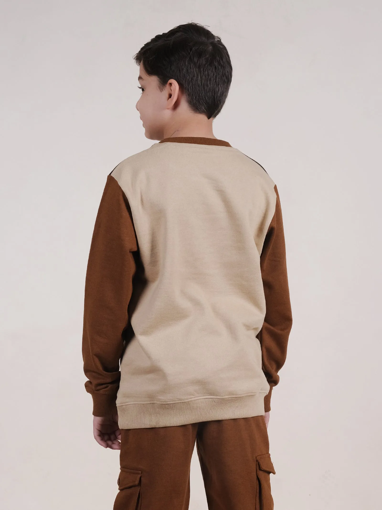 Fleece Full Sleeves Colour Block Cut & Sew Sweatshirt