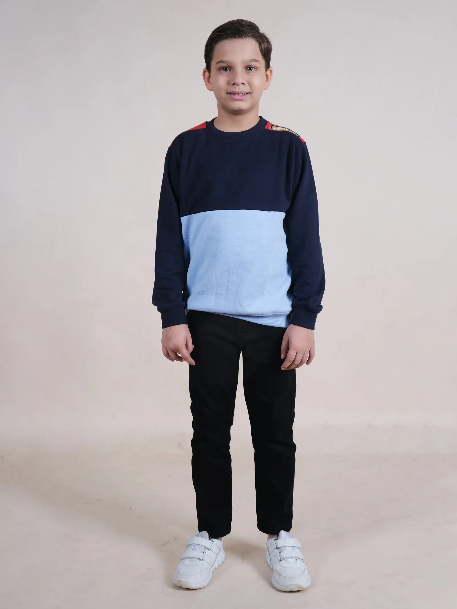 Fleece Full Sleeves Colour Block Cut & Sew Sweatshirt