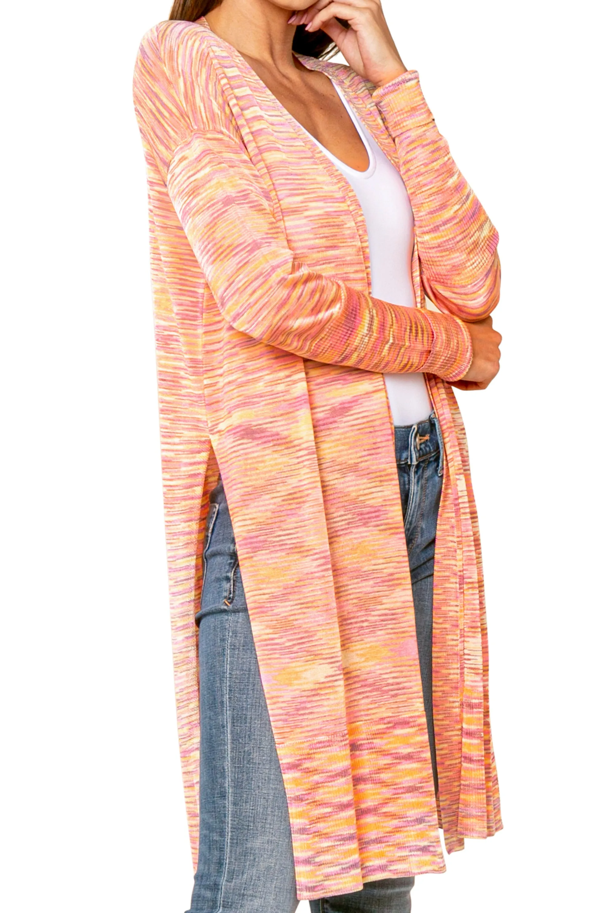 Gavin Long Multicolor Space Dye Cardigan