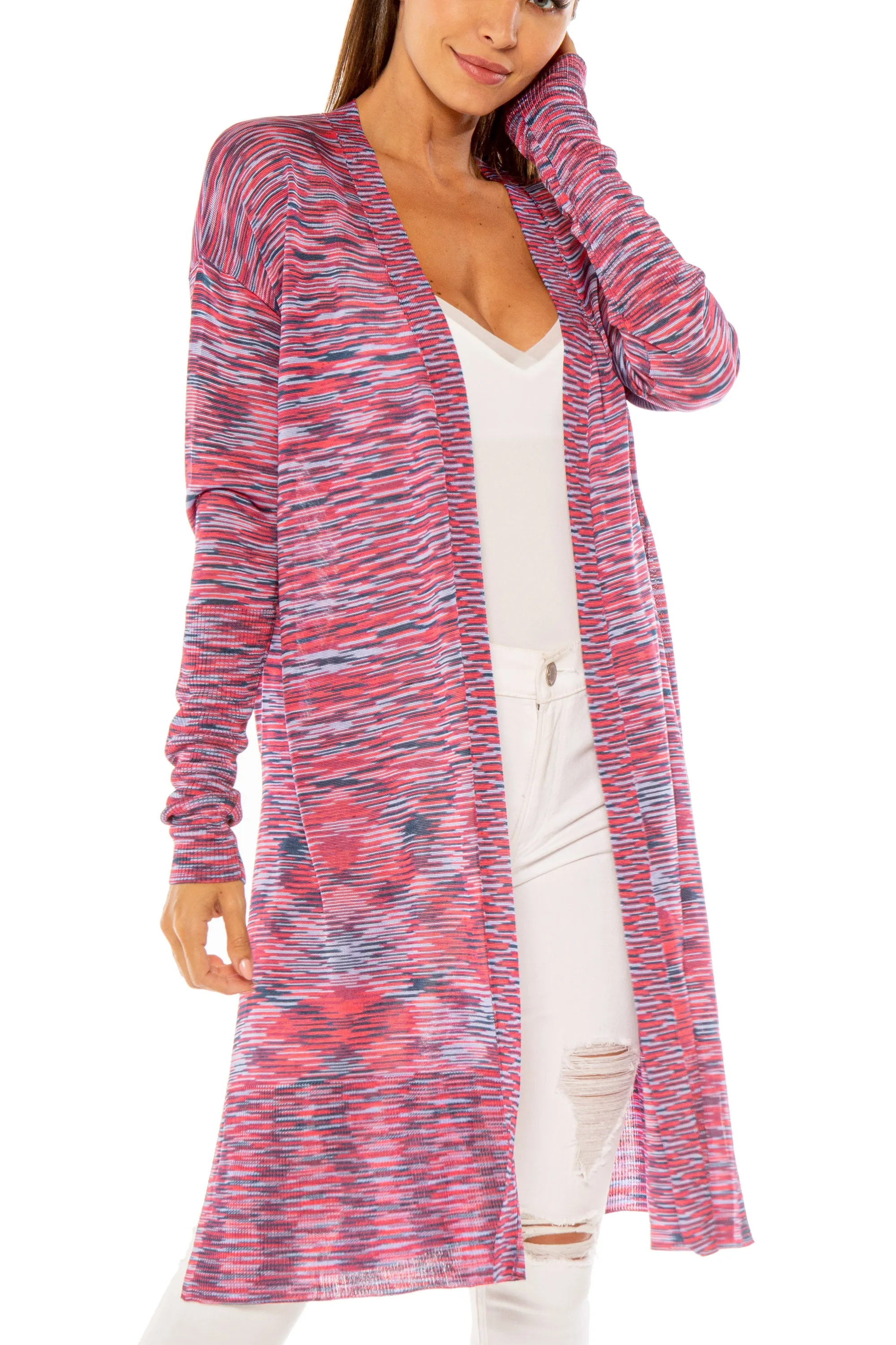 Gavin Long Multicolor Space Dye Cardigan