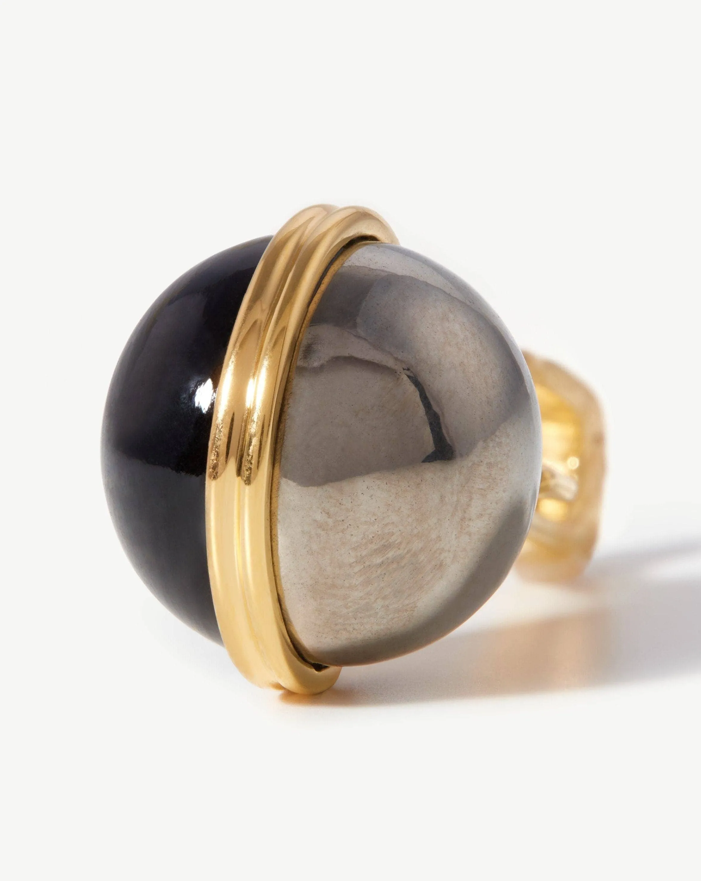 Gemstone Sphere Clip-On Pendant | 18ct Gold Plated, Pyrite & Black Onyx