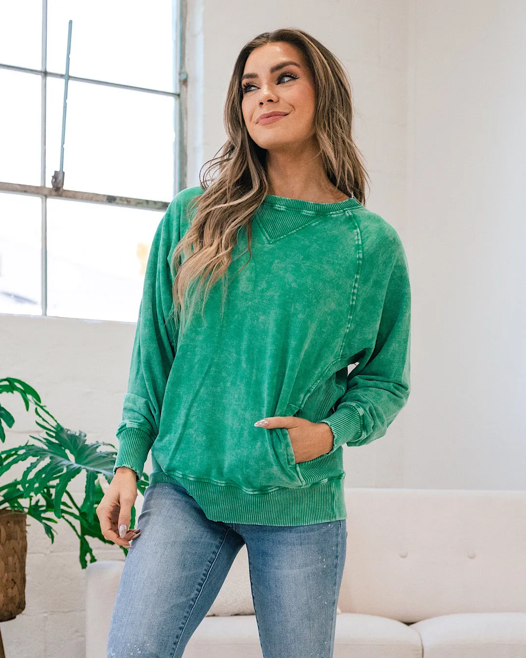 Girlfriend Crewneck Sweatshirt - Ash Kelly Green