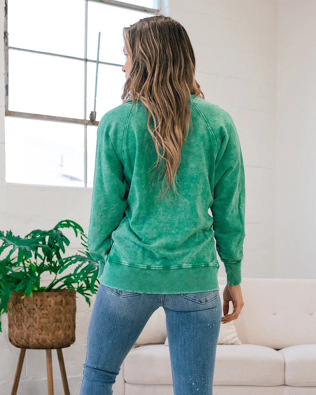 Girlfriend Crewneck Sweatshirt - Ash Kelly Green