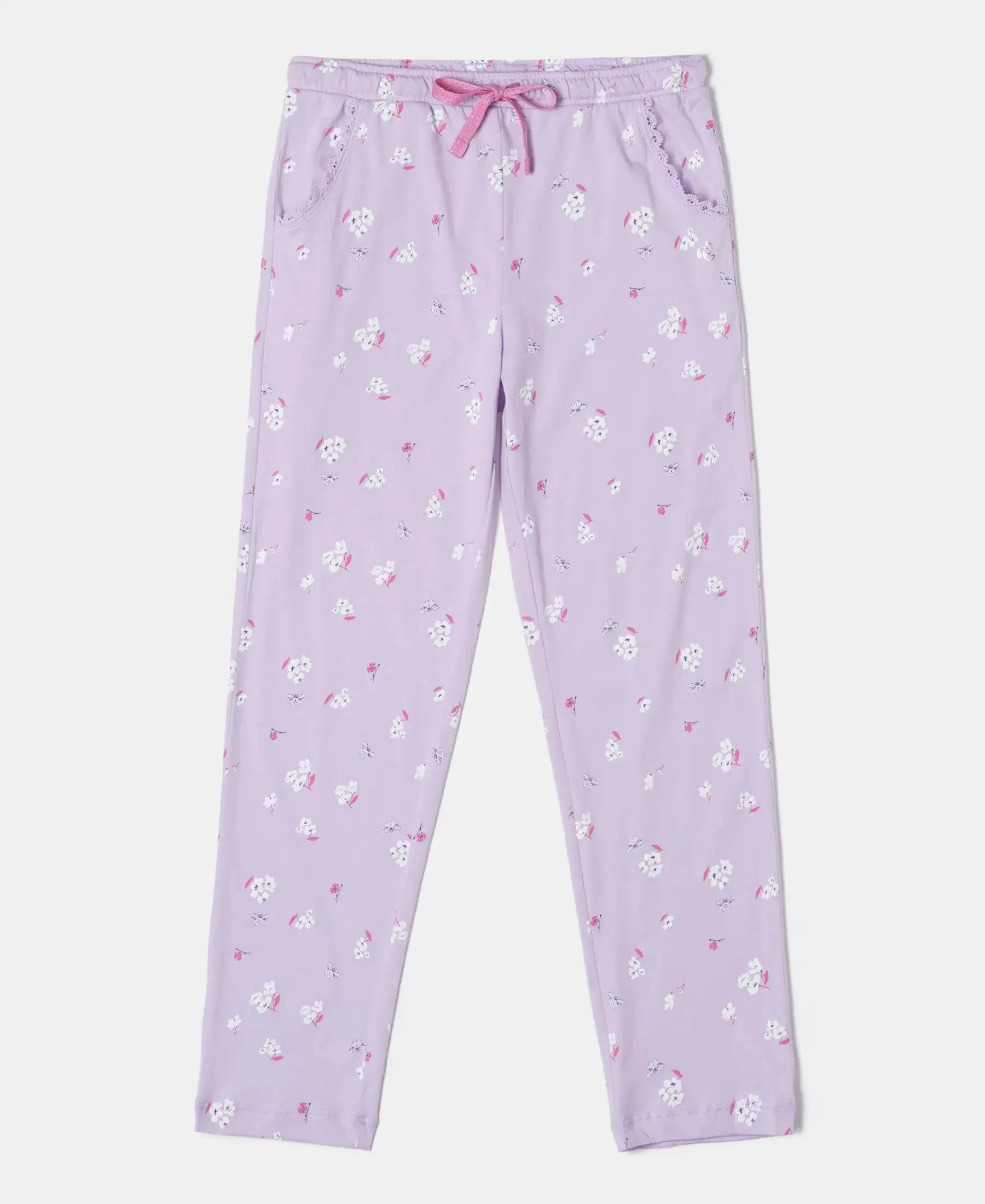 Girl's Super Combed Cotton Printed Pyjama - Lavendula