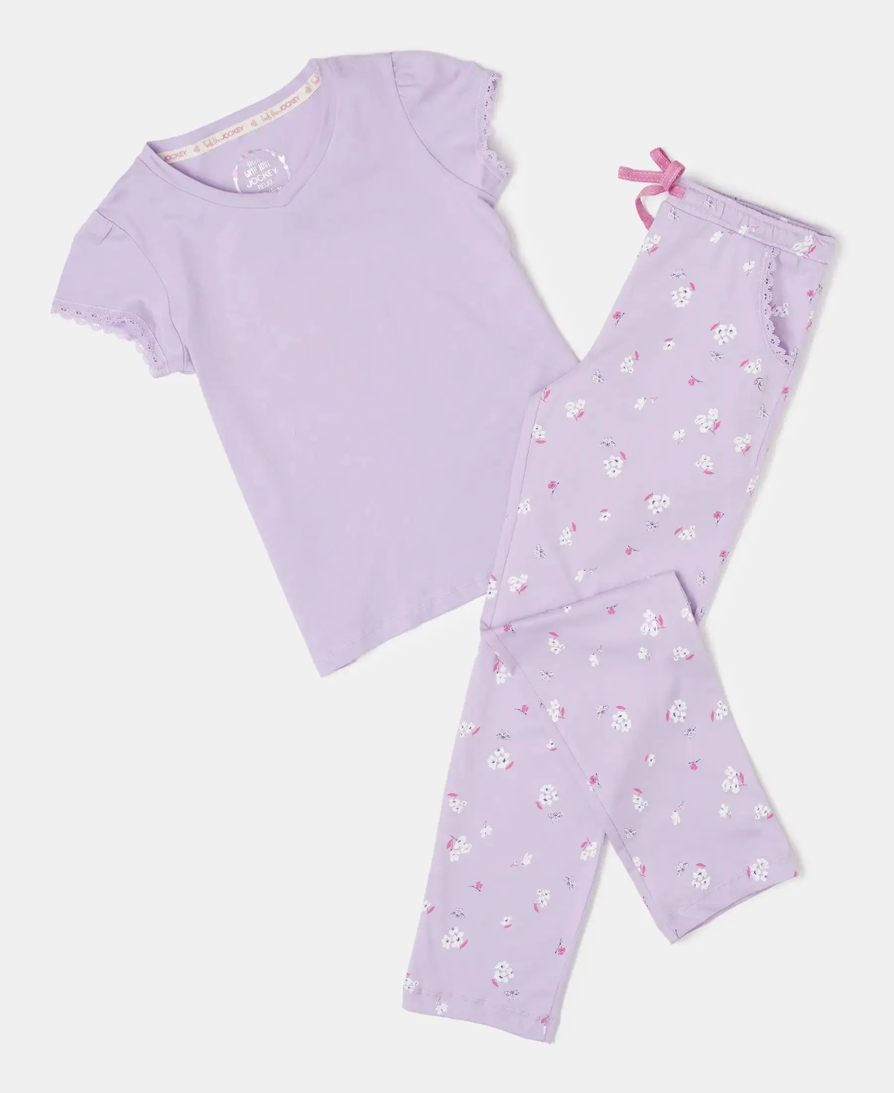 Girl's Super Combed Cotton Printed Pyjama - Lavendula