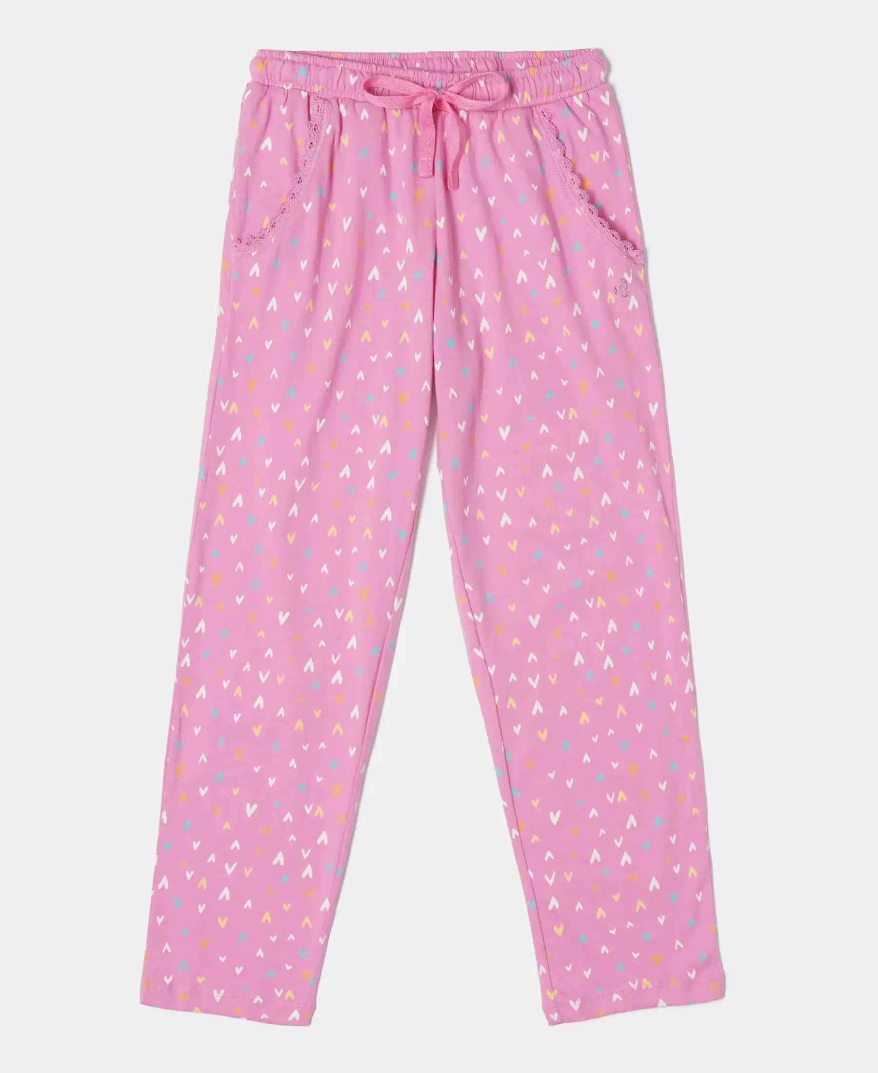 Girl's Super Combed Cotton Printed Pyjama - Wild Orchid Printed