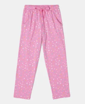 Girl's Super Combed Cotton Printed Pyjama - Wild Orchid Printed