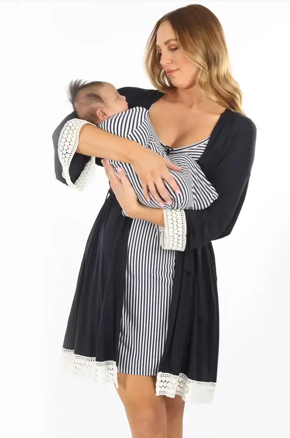 Grace Maternity & Nursing Nightgown, Robe, and Blanket Set