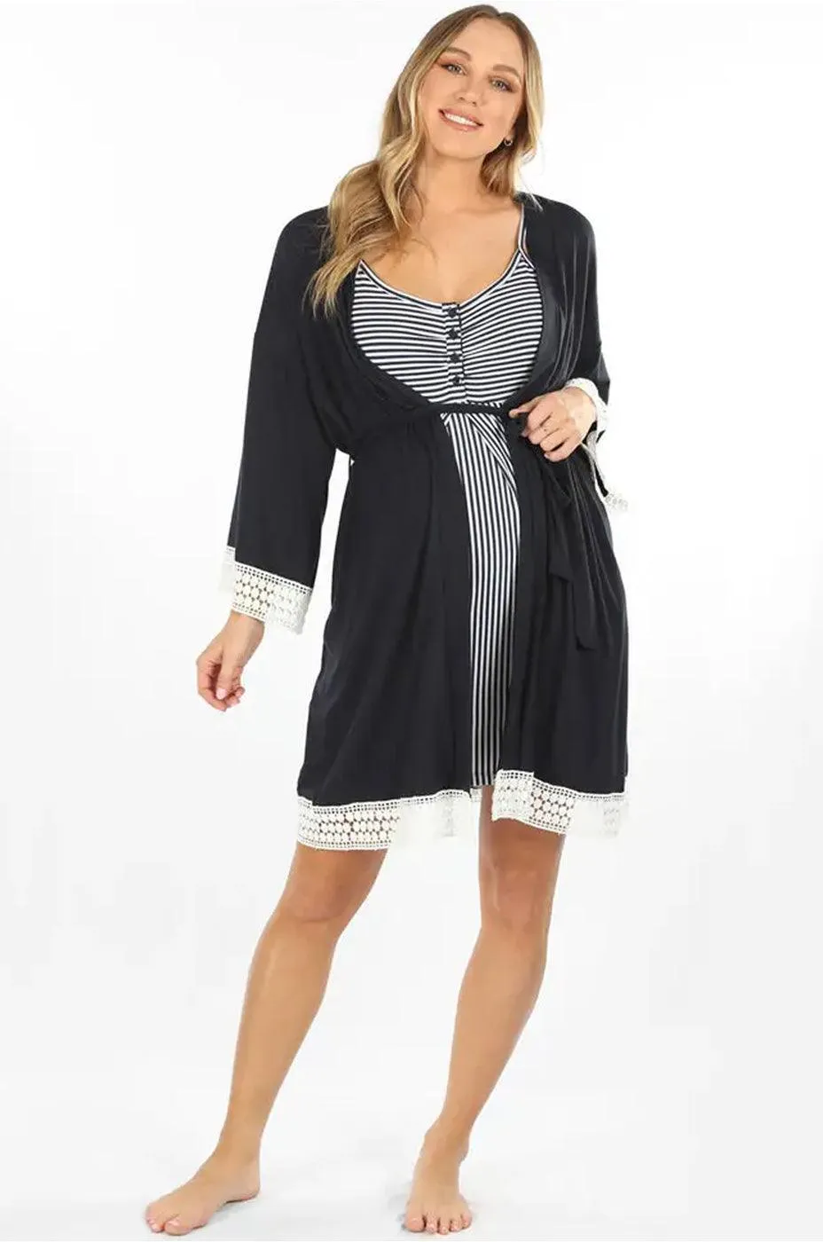 Grace Maternity & Nursing Nightgown, Robe, and Blanket Set