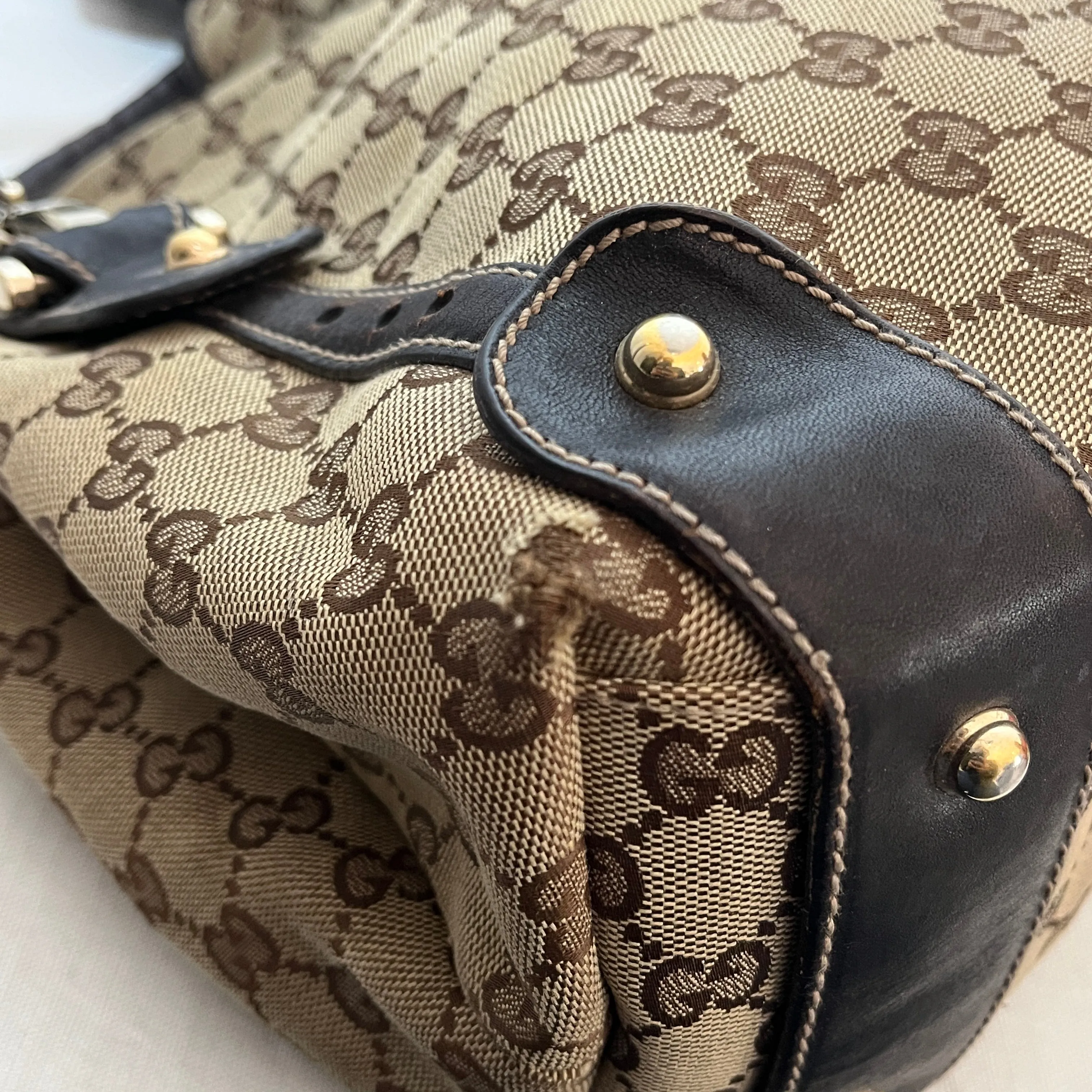 Gucci Beige GG Canvas and Leather Medium Pelham Tote | Pre Loved |