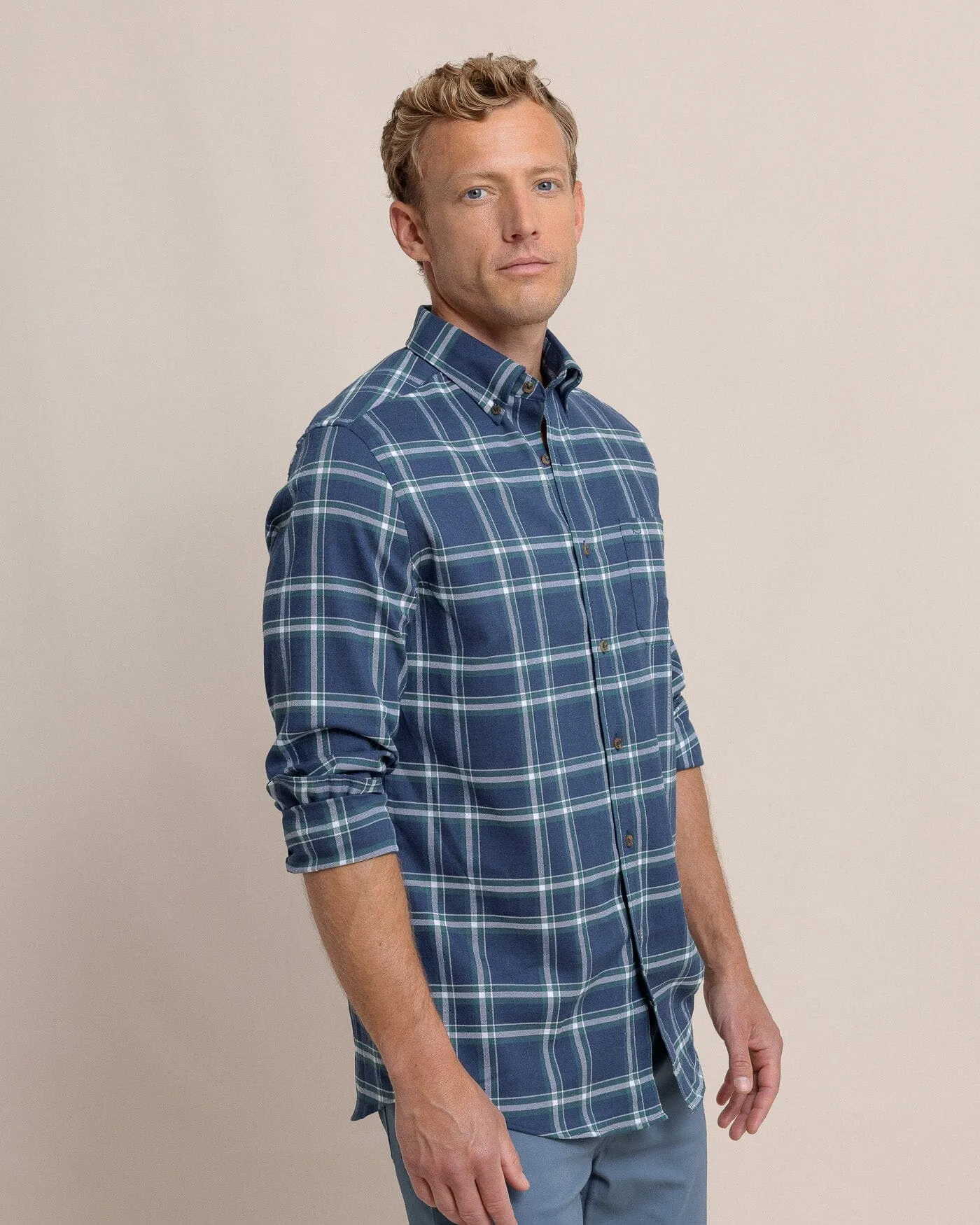 Heron Plaid Flannel Intercoastal Long Sleeve Sport Shirt