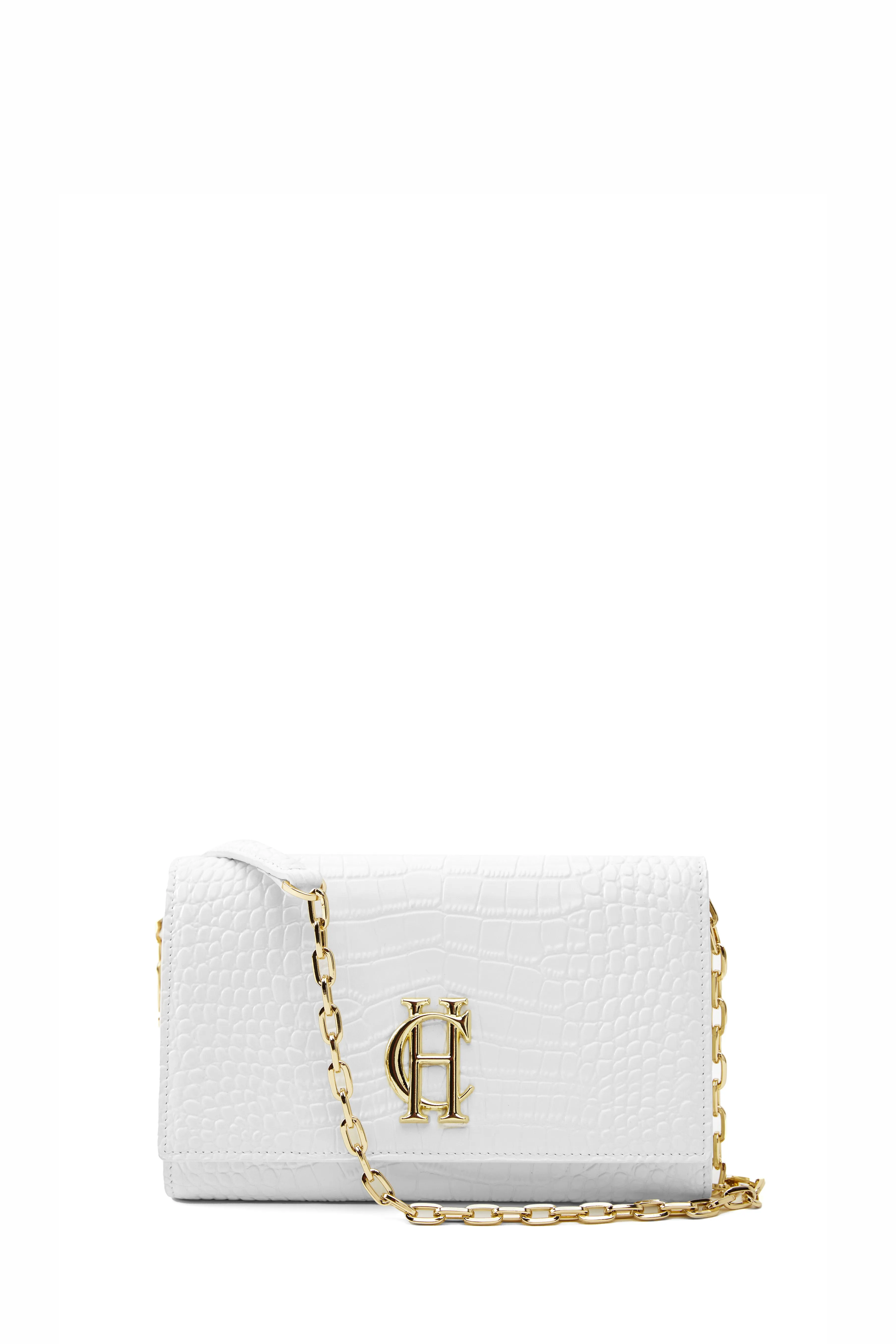 Highbury Clutch Bag (White Croc)