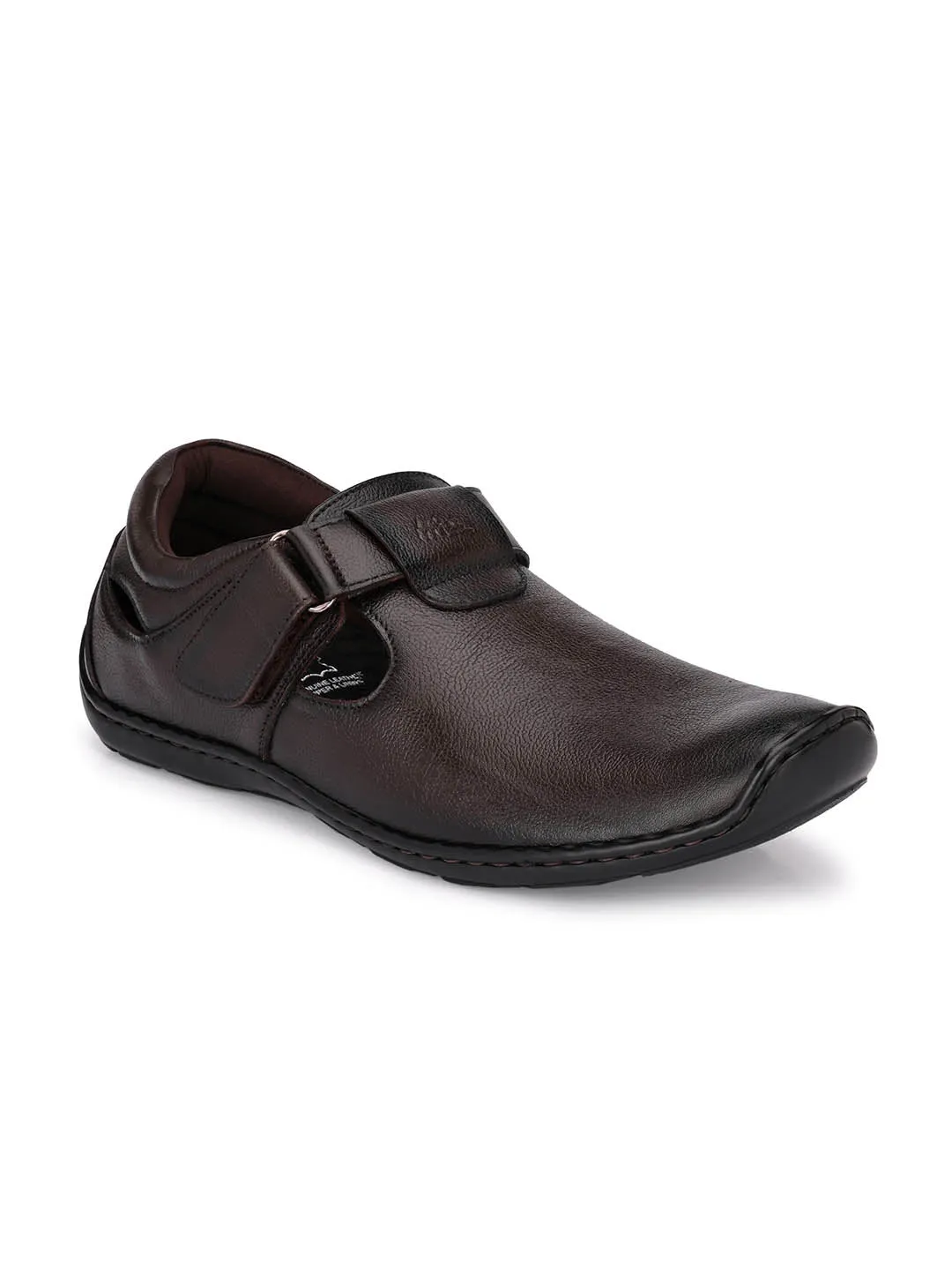 Hitz Men's Brown Leather Shoe-Style Sandals