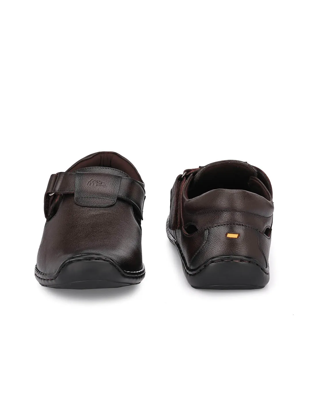 Hitz Men's Brown Leather Shoe-Style Sandals