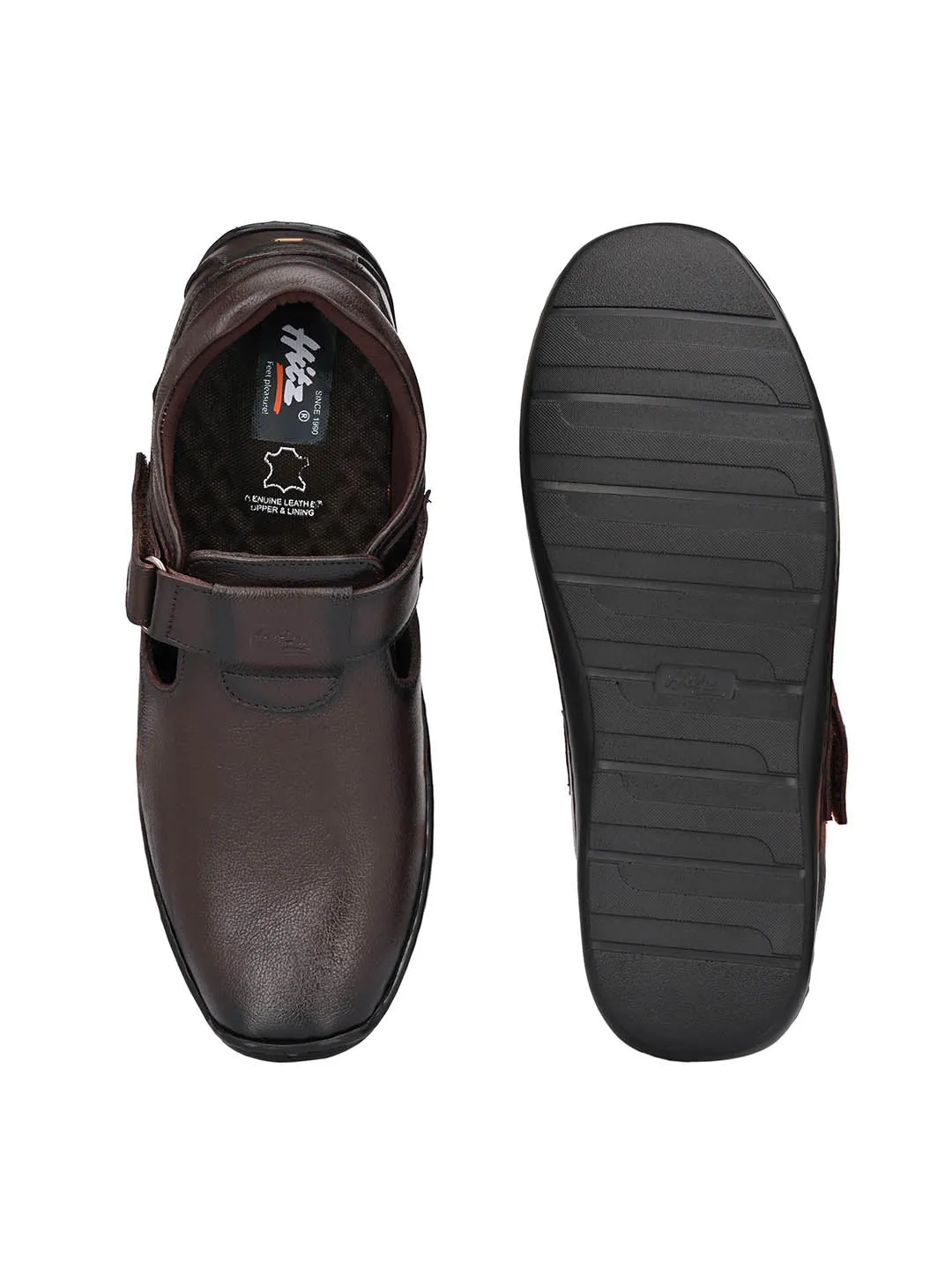 Hitz Men's Brown Leather Shoe-Style Sandals