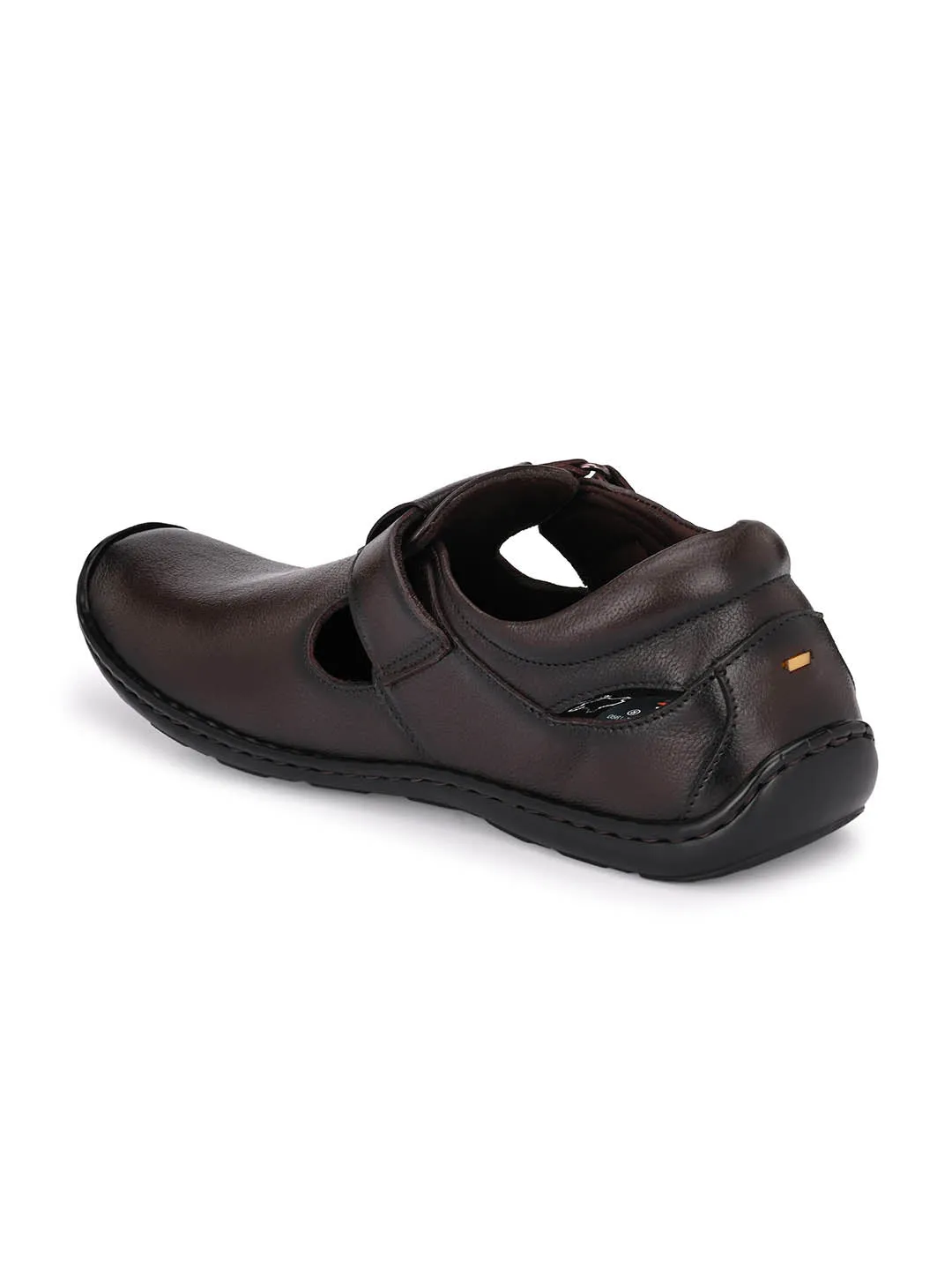 Hitz Men's Brown Leather Shoe-Style Sandals