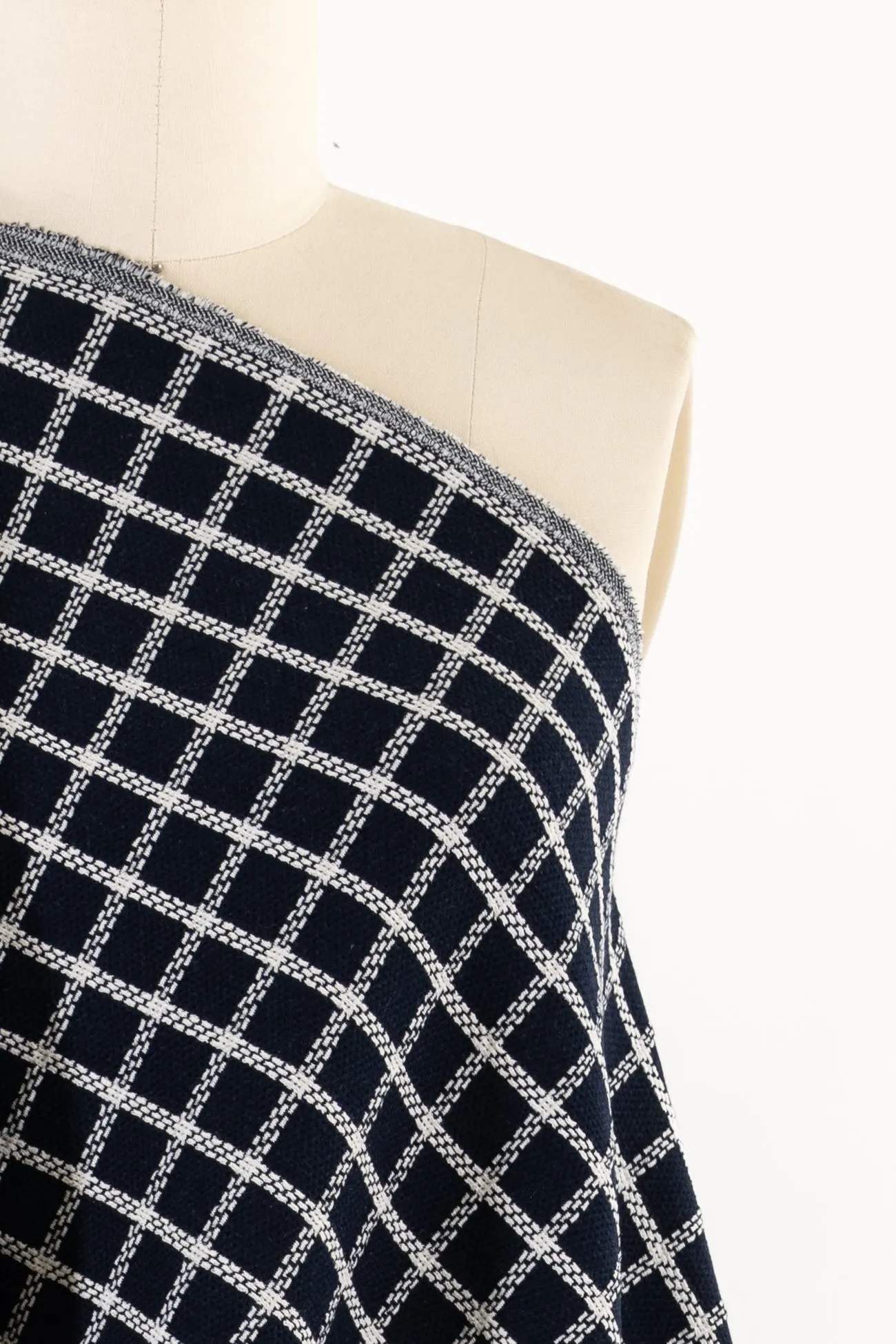 Indigo Windowpane Jacquard Knit