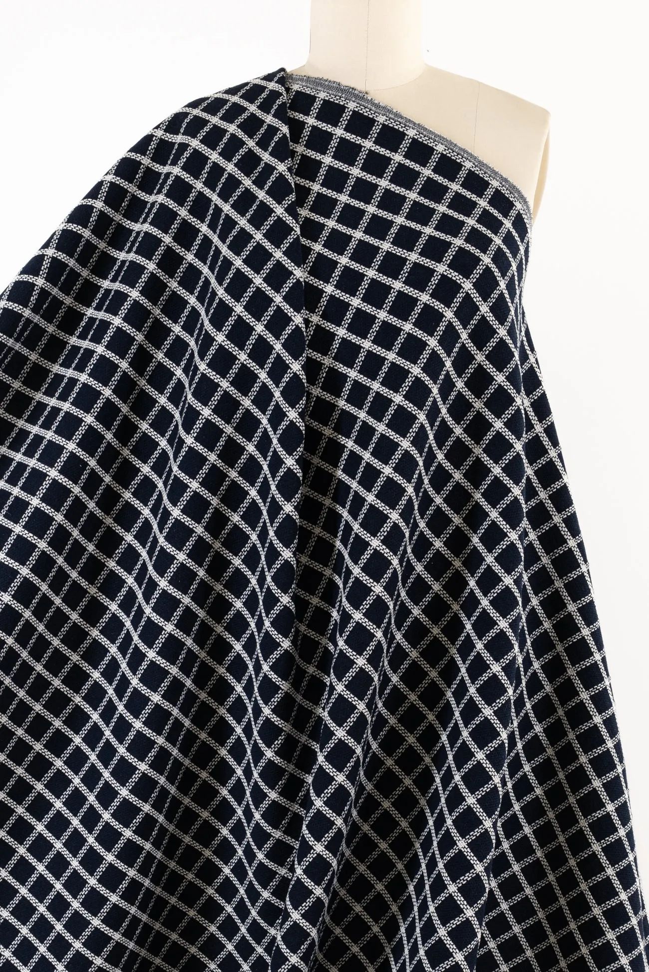 Indigo Windowpane Jacquard Knit