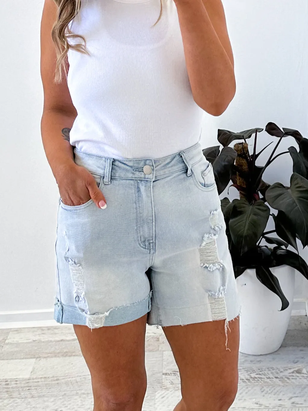 Issy Denim Shorts - Blue