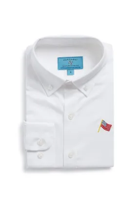 James Shirt White Linen with USA Flag