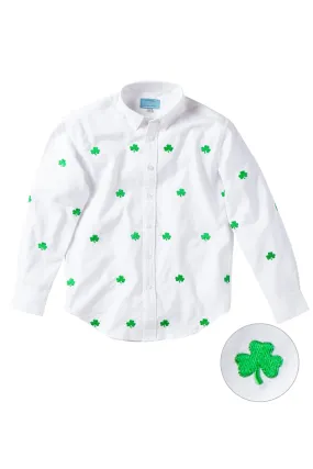 James Shirt White Oxford with Shamrock