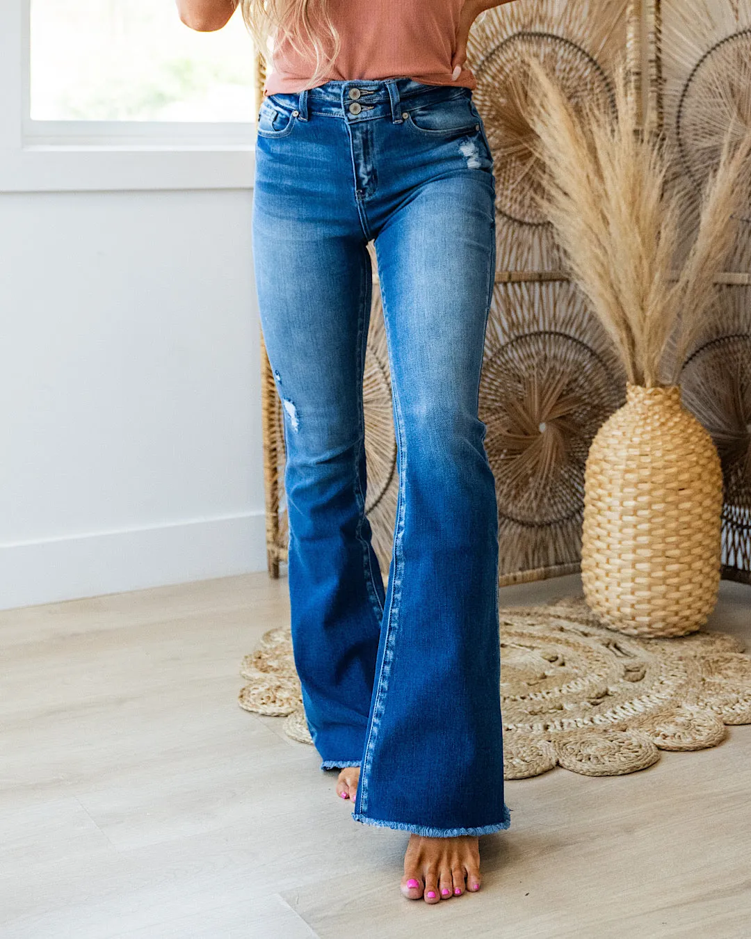 KanCan Jayden Fray Hem Flare Jeans