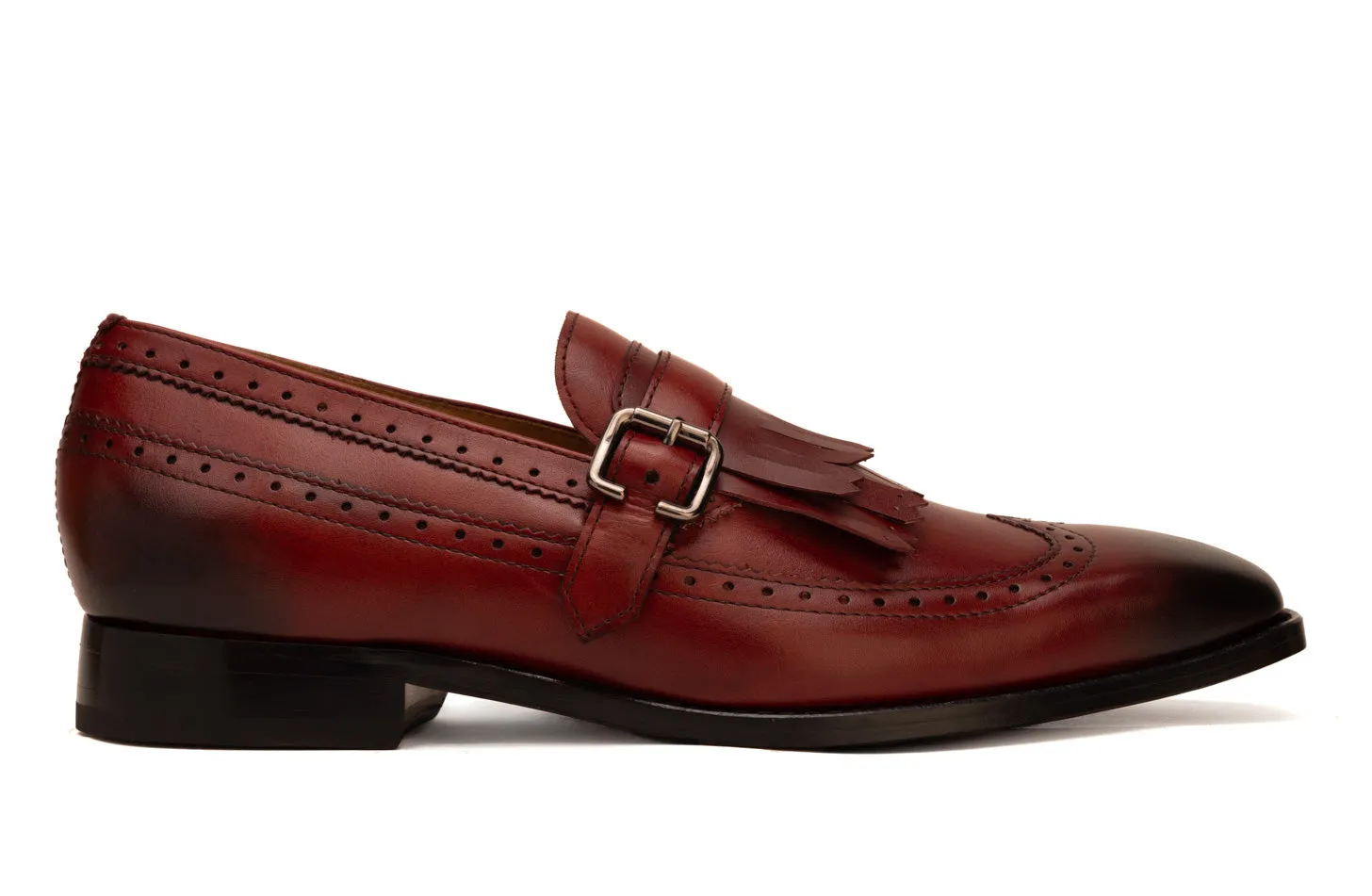 Kiltie Single Monk Loafer with  Ornamental Buckle Straps