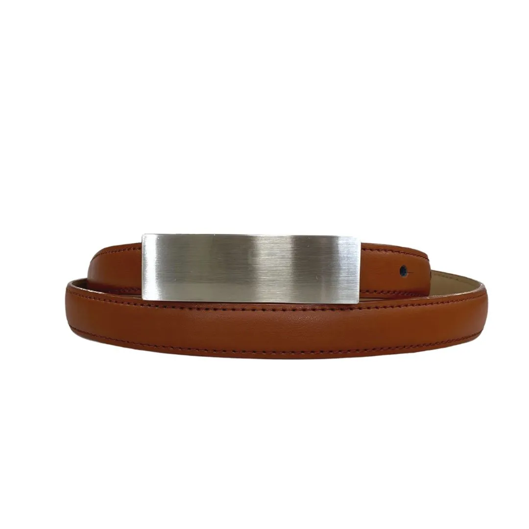 Kimberly |  Women's Brown Matte Genuine Leather Belt with Silver Buckle